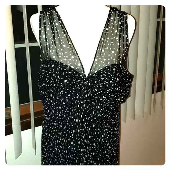 Flowy polka-dot Sleeveless Silk dress - Picture 2 of 7
